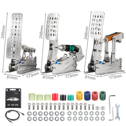 SimRuito Sim Racing LoadCell Pedals 3mm Stainless Steel Racing Simulator Cockpit Pedals for PC Game Gear Pedal for Wheel