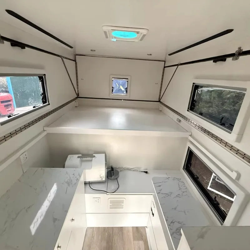 Hard Shell Pop Up Truck Camper Tent for Off Grid Camping, Customizable Overland Cabin solar ready truck camper