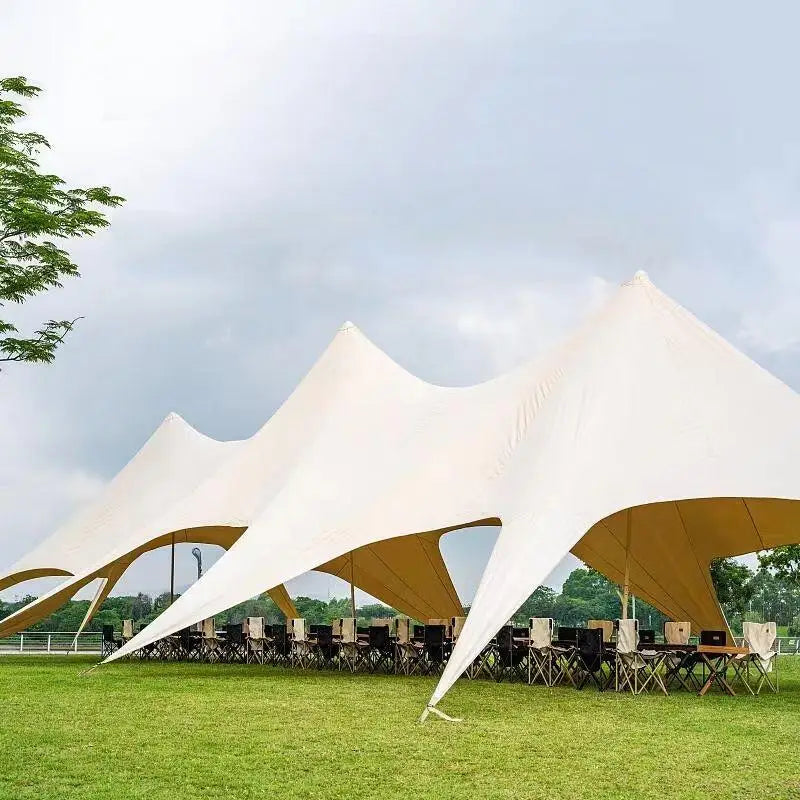 Waterproof Canvas Lotus Tipi Tent Wood Pole Glamping Tent Outdoor Resort Camping Wedding Event Custom Design