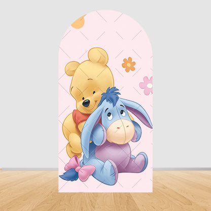 Winnie The Pooh Arch Backdrop Cover Elastic Fabric Newborn Baby Birthday Party Supplies Birthday Party Photo Studio Decoration