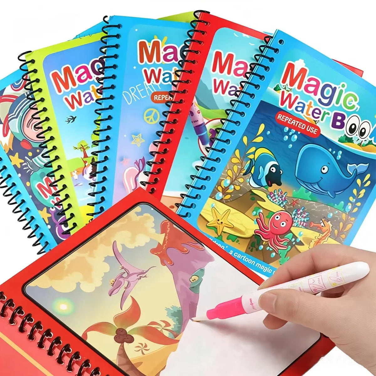 Repeated Children Drawing Coloring Books Sensory Early Education Puzzle Drawing Toys Ocean Dinosaur Animal Water Drawing Picture