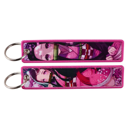 Cool Man Embroidery Key Fobs Keychains for Women Anime Key Tags Keyring Accessories Toys Gift