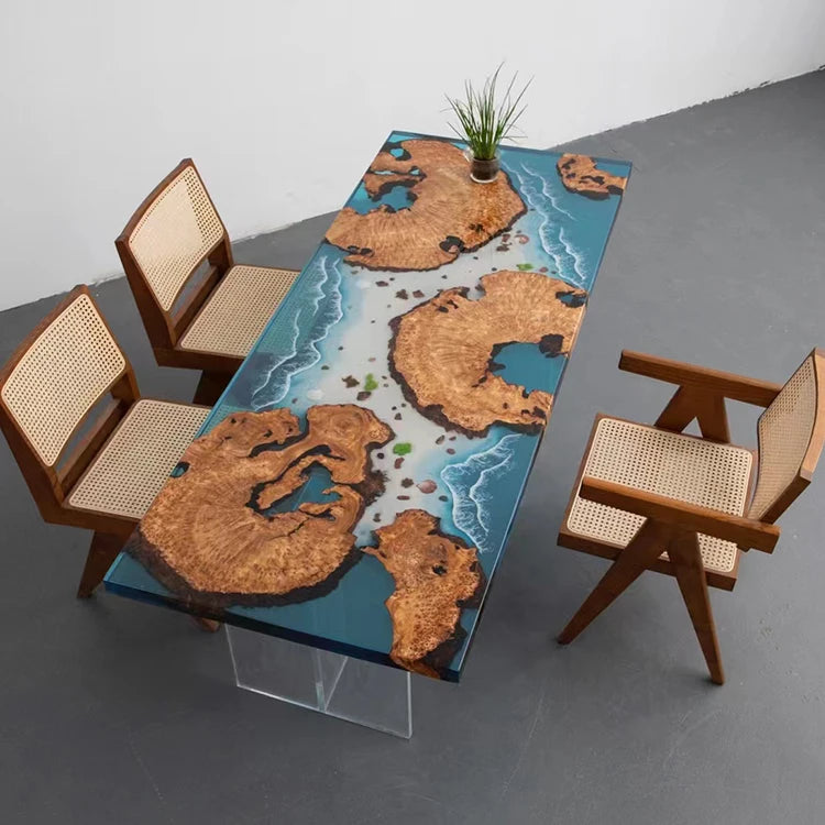 Waterfall epoxy resin wooden coffee table rosewood coffee table live edge epoxy resin coffee table