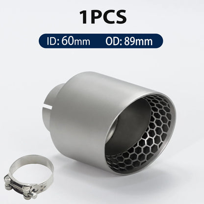 ER 1Pcs Car Accsesories Upgrade Honeycomb Design Single Exhaust Tip Matte 304 Stainless Muffler Universal Tail Tips Modify