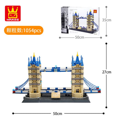 WANGE City Architecture Sydney Opera Santorini Building Blocks Chamartin Stadium Mosque Assembled Model Collection Toys For Gift