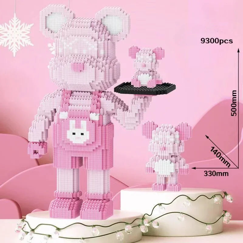 Violent Bear Building Blocks Couple's Tray Small Particle Assembled Toy High Beauty Ornament Holiday Birthday Gift