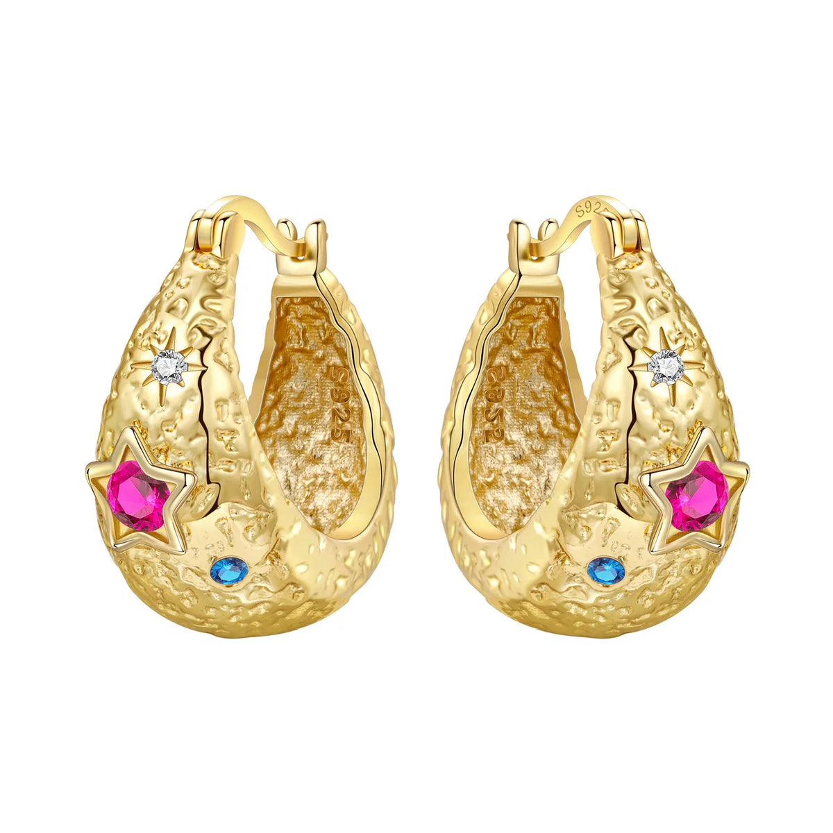 Original 925 Sterling Silver Planet Starlight Earrings Fashion 18K Gold Hoop Earring for Women Piercing Jewelry Aretes Gifts