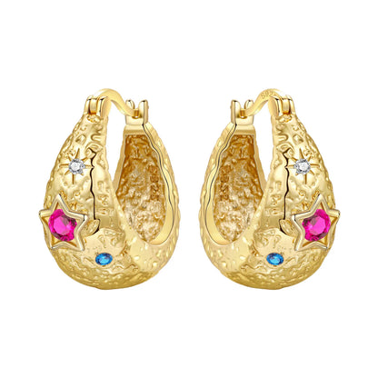 Original 925 Sterling Silver Planet Starlight Earrings Fashion 18K Gold Hoop Earring for Women Piercing Jewelry Aretes Gifts