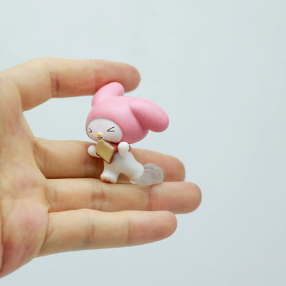 Sanrio Characters Hello Kitty Cinnamoroll Hold Bread Running Figures Blind Box Toy Model Desk Decor Car Ornaments Collection