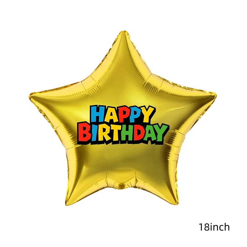 Red Blue Green Yellow Mushroom Star Balloons for Cartoon Video Game Super Bros Balloon Birthday Inspired Party Decoration