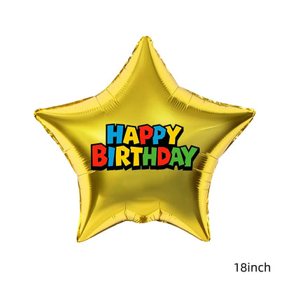 Red Blue Green Yellow Mushroom Star Balloons for Cartoon Video Game Super Bros Balloon Birthday Inspired Party Decoration