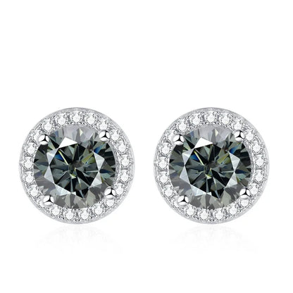Tezzc Moissanite Stud Earrings for Women 925 Sterling Silver Green Blue Pink Red Black Blue Sparkling Moissanite Studs Earring