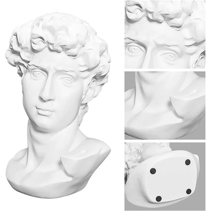 5.9Inch High Greek Statue of David Head Classic Roman Bust Greek Mythology Sculpture for Art Drawing Home Office Decor
