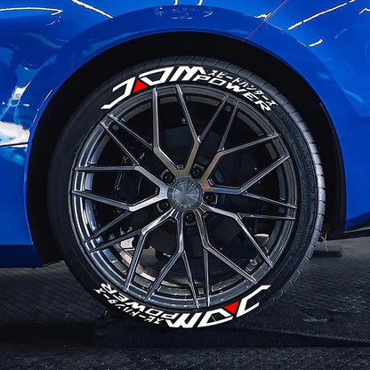 Permanent JDM Tire Letter Stickers White Rubber Tire Decals Universal Fit Car Wheel Sidewall Sticker DIY Racing Drift Style