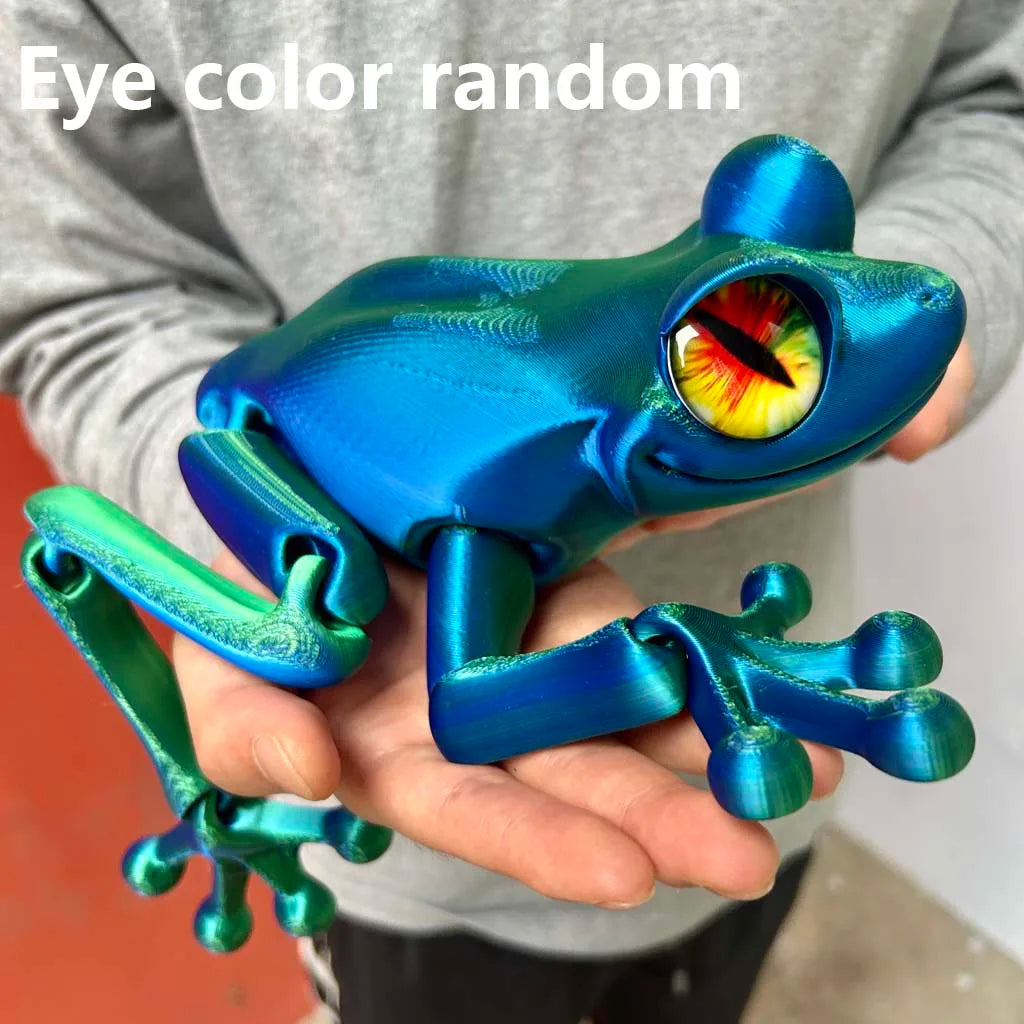 3D Printed Frog Statue, Flexible 3D Printed Animal, Fidget Action Figures for Home Office Desk Decor