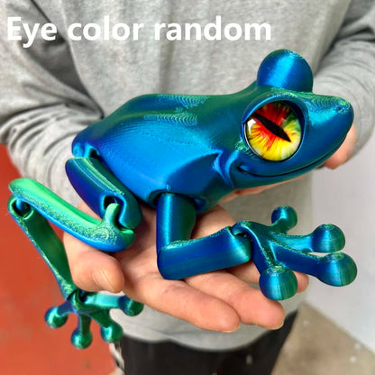 3D Printed Frog Statue, Flexible 3D Printed Animal, Fidget Action Figures for Home Office Desk Decor