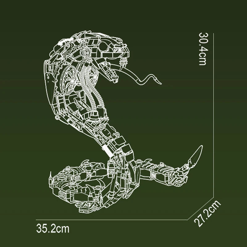 Cyberpunk 1000+pcs Mechanical Snake Building Blocks Animal Set Technical Model for Kid Adult Gifts MOC Creative Bricks Toy Model