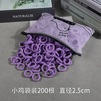 200Pcs Children's Hair Band Headgear Baby Rubber Band Women's Tie Head Girls' Headband High Elasticity Rope Hair Accessories