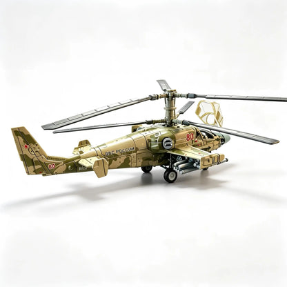 1/72 Scale KA‑52 Alligator Attack Helicopter Building Blocks Model DIY Assemble Military Aircraft Bricks Toy For Boys Collection