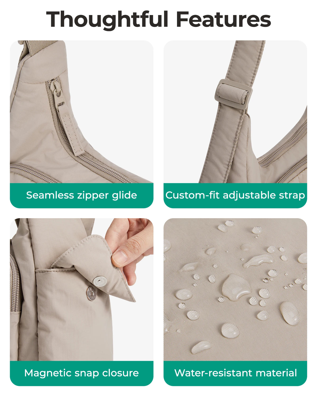 BAGSMART Nylon Material Shoulder Bag High Capacity Crossbody Messenger Bag Leisure Versatile School Shoulder Bag