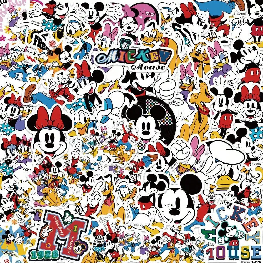 50PCS Disney Mickey Mouse Officially Licensed Vinyl Stickers Friends Waterproof Cartoon Gifts for Water Bottles Laptop Bumper