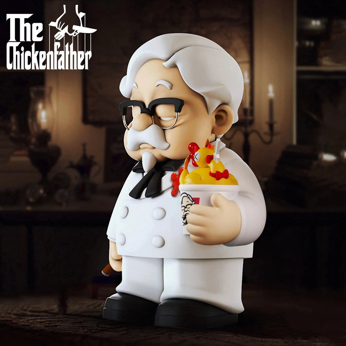 10cm/3.94in The Chicken Father Figure Fried Chicken Godfather PVC Model Statue Collection Ornaments Toys Birthday Gift