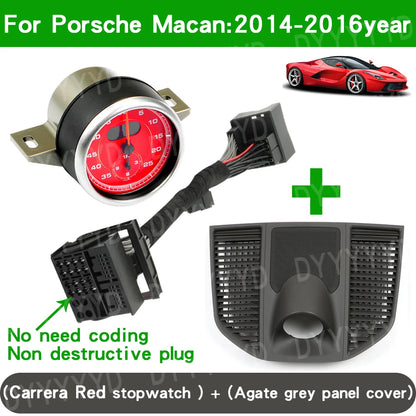 For Porsche Macan 95B 2014-2023 Stopwatch Compass Chrono Clock Watch Instrument Panel Cover Car Interior Dashboard Accessories