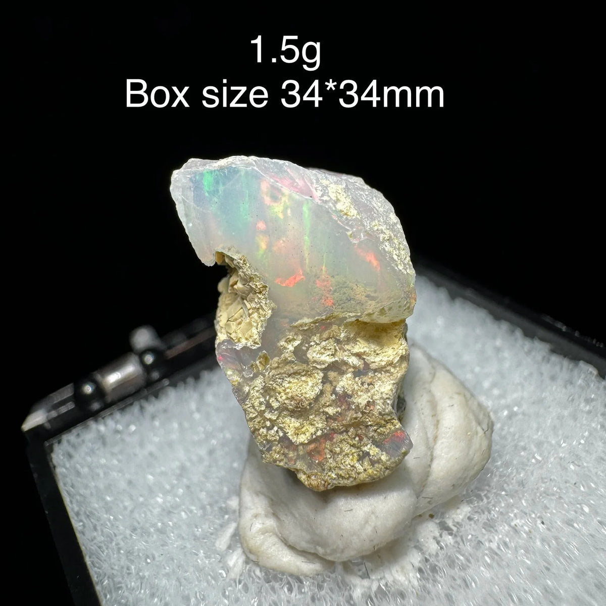 Natural Rare Colorful Ethiopia Opal (No Need Water) Gem Mineral Specimen Box Size:34X34mm (Need Lighting) Sunlight Best