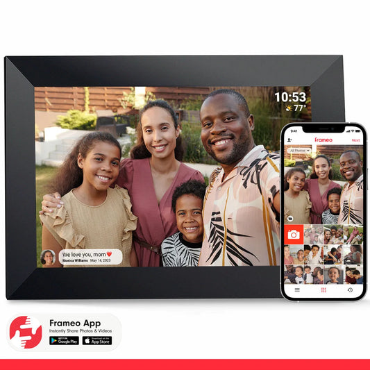 32GB FRAMEO 10.1 Inch Smart WiFi Digital Photo Frame 1280x800 IPS LCD Touch Screen,Best Christmas gift for friends and family