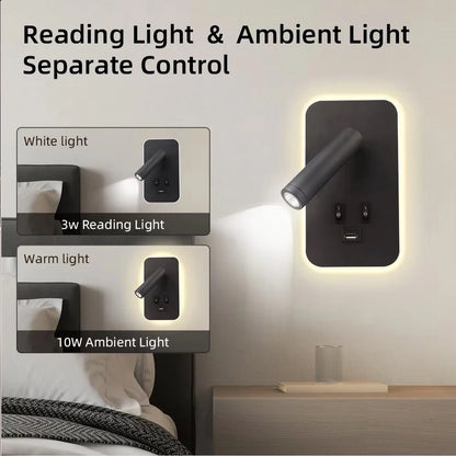 Modern Rotating Wall Lamp With Usb Bedroom Study Living Room Hotel Bedside Reading Rotation LED Wall Light With Switch Control