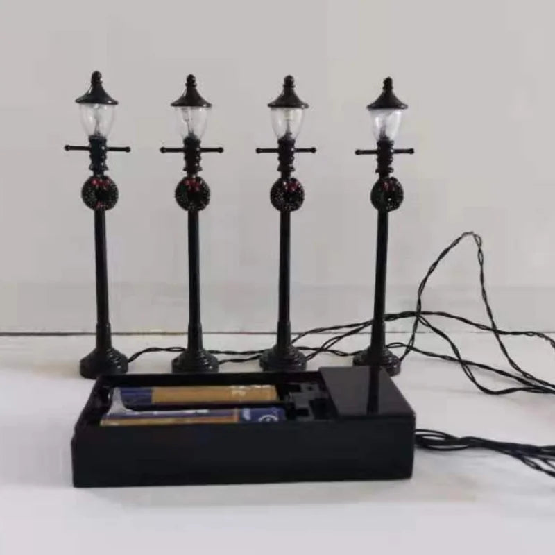 4Pcs/Set Christmas Mini Street Light Models Dollhouse Streetlight Micro-Landscape Fairy Garden Accessories