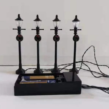 4Pcs/Set Christmas Mini Street Light Models Dollhouse Streetlight Micro-Landscape Fairy Garden Accessories