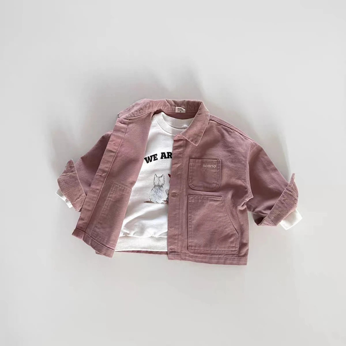 WT2710 New Arrivals Korean Style Corduroy Casual Jacket Collared Shirt for Kids Spring Autumn Unisex Children's Wear