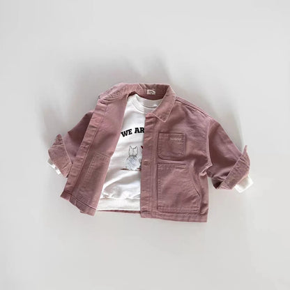 WT2710 New Arrivals Korean Style Corduroy Casual Jacket Collared Shirt for Kids Spring Autumn Unisex Children's Wear
