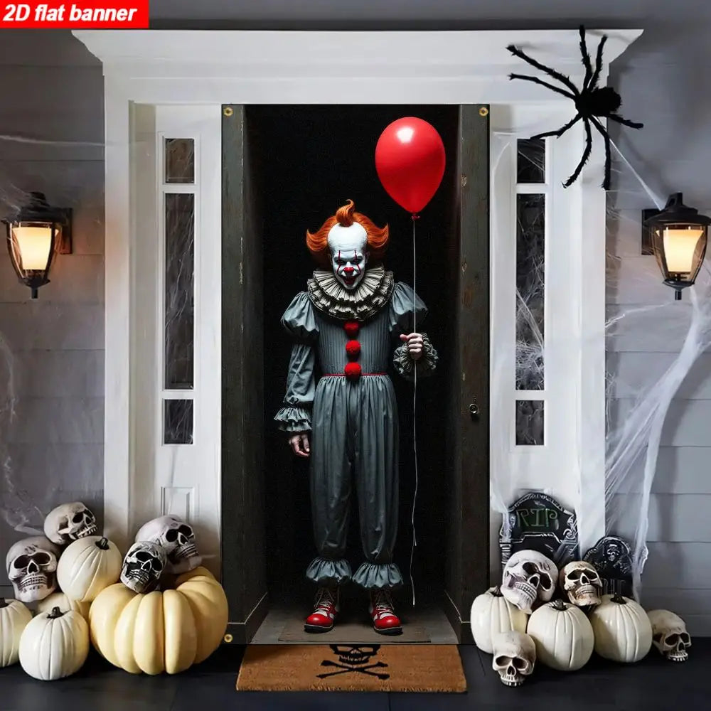 Joker Pennywise door curtain banner and balloon arch decoration -2D horror movie themed party decoration