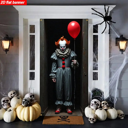 Joker Pennywise door curtain banner and balloon arch decoration -2D horror movie themed party decoration