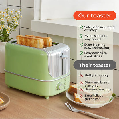 2 Slice Wide Slot Toaster with 7 Preset Temperature and Defrost Small Household Bread Maker Sandwich Maker Toaster US/EU plug