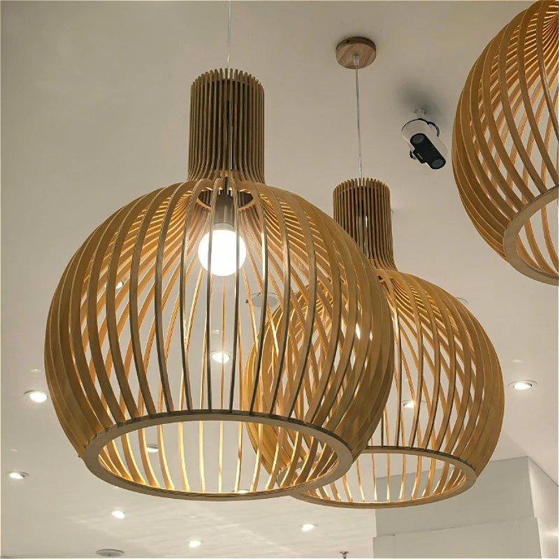 Restaurant Wabi-sabi Lustre LED Pendant Light Foscarini Solid Wood Chandelier for Island Counter Loft Art Home Decor Lamp Design