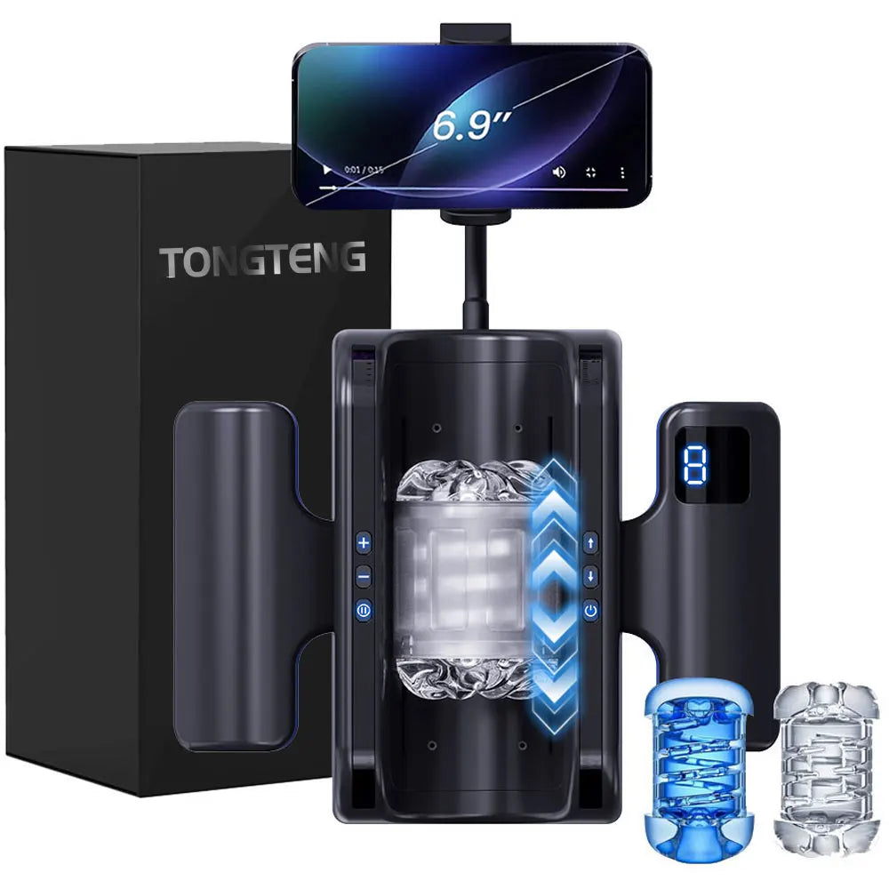 THRUSTING-PRO Thrusting High Speed Male Masturbator Machine Automatic Telescopic Masturbation Cup Handsfree Sex Toy For Men