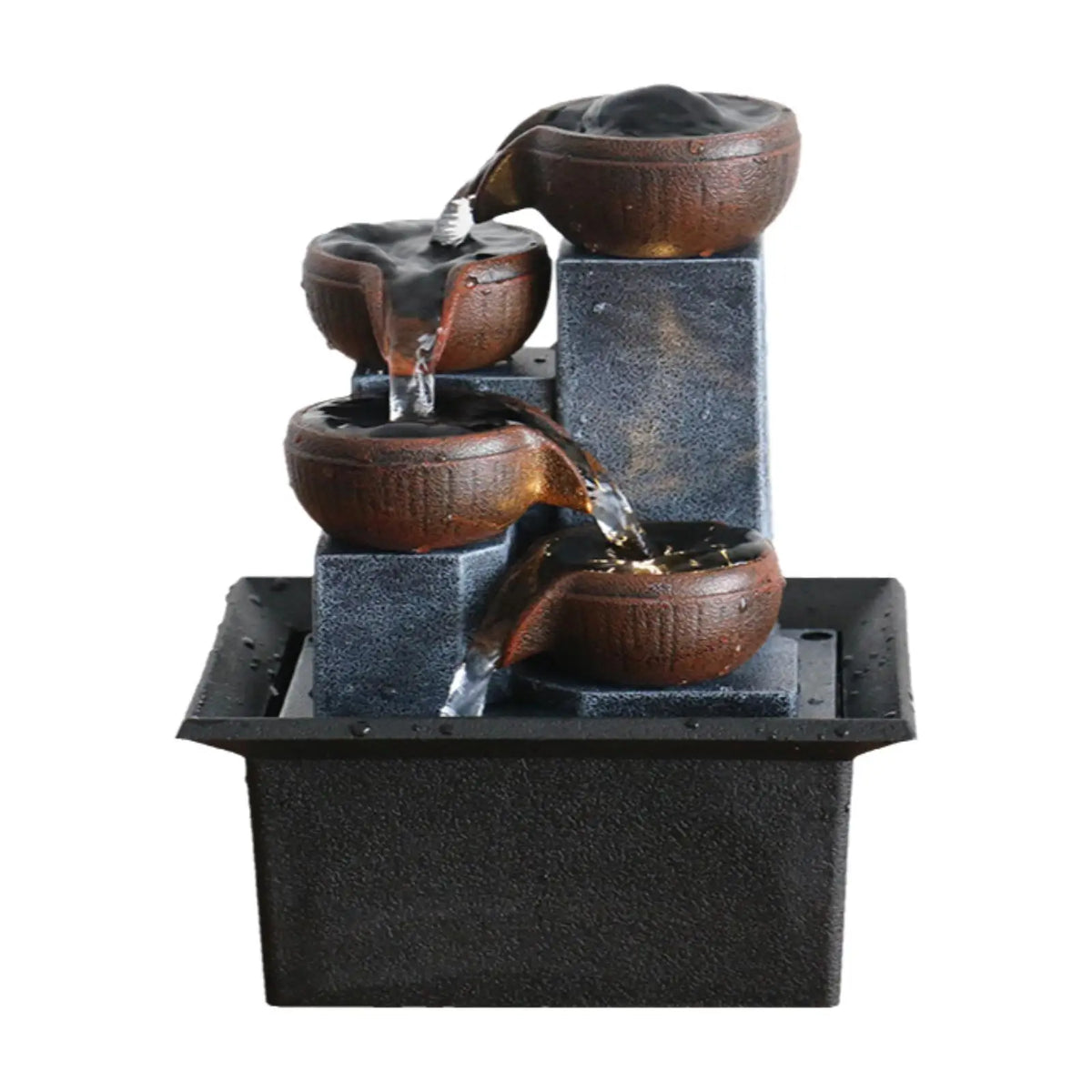 Tabletop Water Fountain Resin LED Flow Water Miniature Indoor Decor USB Feng Shui for Meditation Room Bedroom Office