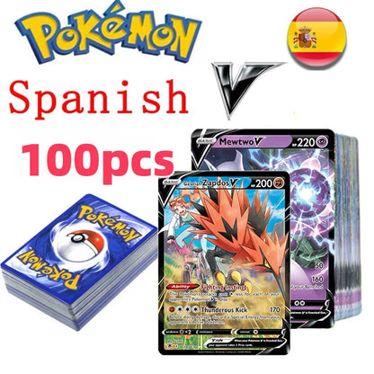 100Pcs Pokémon GX Vmax Rainbow Rare Trading Cards English French Spain Holographic Shiny Battle Game Cards Collectible Toy Gift·