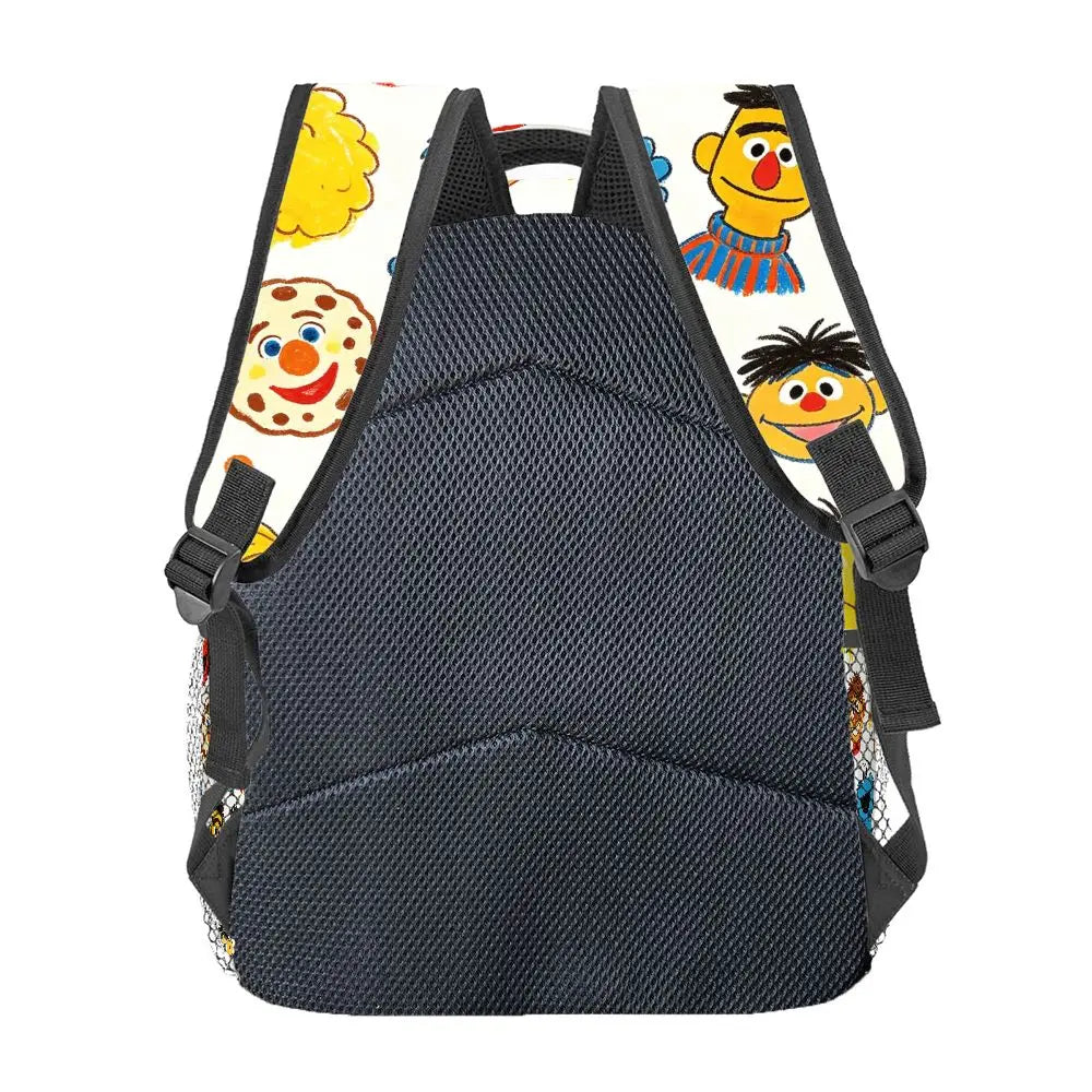 Sesame Street Full Print Backpack Elmo Cookie Monster Cartoon School Bag Daypack Large Capacity Outdoor Travel Bookbag Gift
