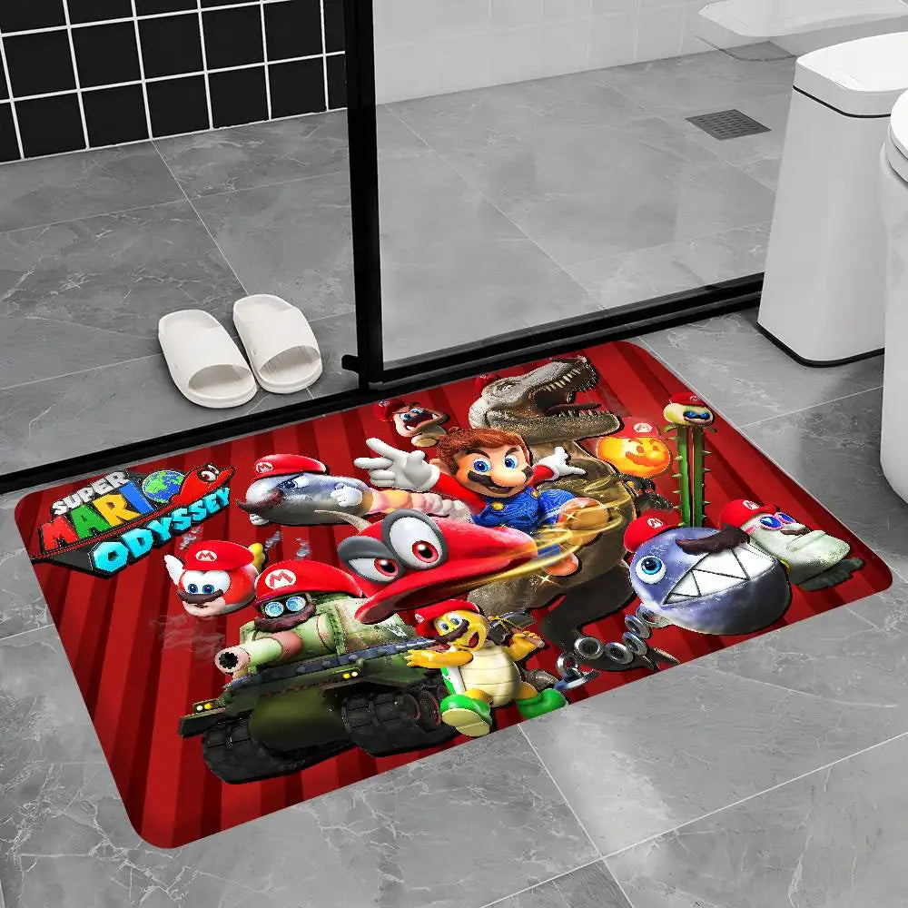 Game M-marioes Cartoon Bathroom Mat Anti-slip Absorb Water Long Strip Cushion Bedroon Mat Welcome Doormat