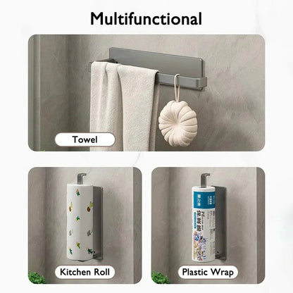 Self Adhesive Kitchen Paper Holder No Drill Napkin Tissue Towel Toilet Roll Paper Holder Hanger Cabinets Bathroom Storage Rack