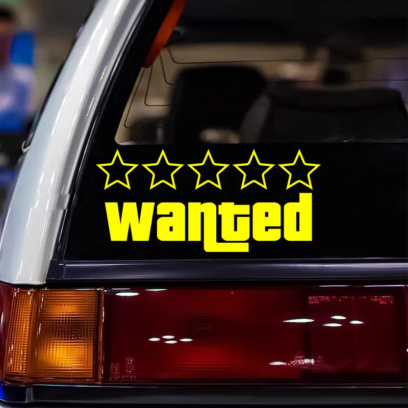 Wanted Pentagram Car Stickers for Rear Windshield Window Glass Auto Bumper Body Cover Scratches Waterproof Auto Accessories