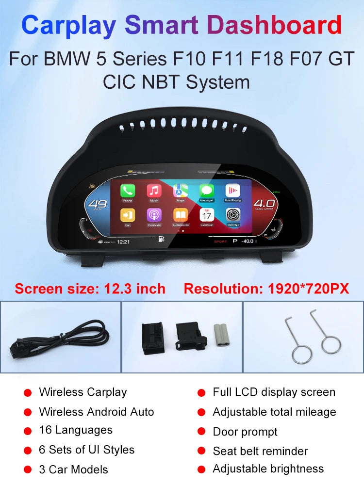 For BMW 5/6/7 series F06 F10 F11 F12 F01 F02 F03 X5 F15 X6 F16 X3 F25 X4 F26 Lcd Digital Dashboard Cluster Support Carplay Auto