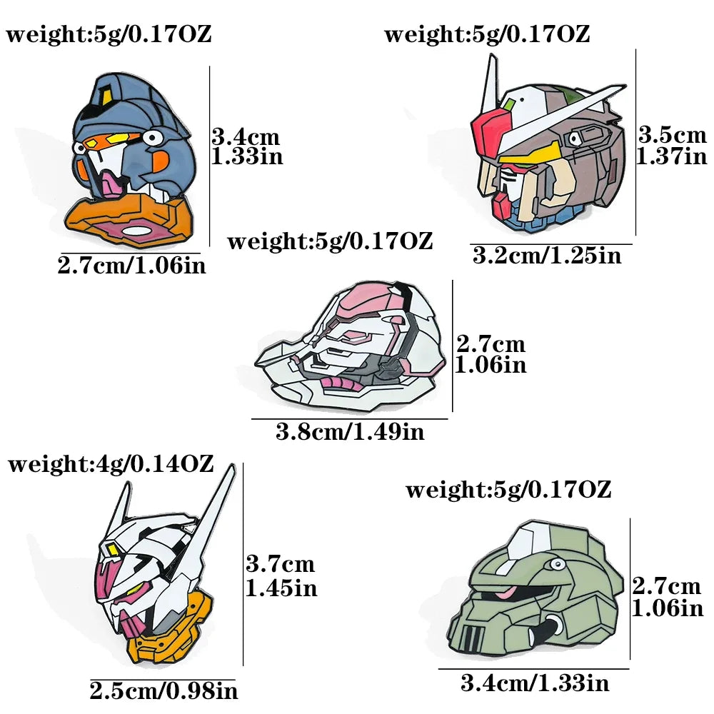 10 Pcs Fashion Anime Brooch Handsome Mobile Suit Gundam Enamel Pin Metal Badge Jewelry Clothing Backpack Accessories Gift