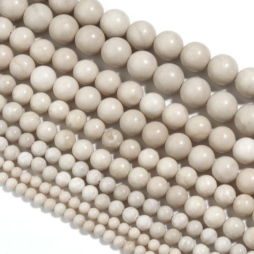 1 Strand/Lot Beige Matte Ancient Stone Natural Stone Round Loose Beads For Jewelry Making Charm DIY Accessories 4/6/8/10/12mm