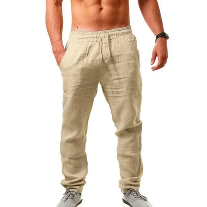 Autumn  Winter New 9 Colors Men's Solid Color Cotton Linen Pants Autumn Streetwear Fashion Casual Solid Color Loose Trousers