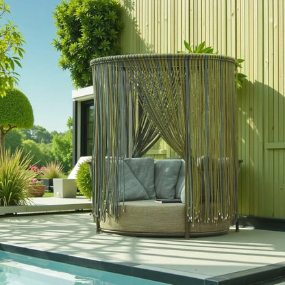 ABB  outdoor rattan bed round bed recliner Internet celebrity bed and breakfast garden hotel villa courtyard sofa